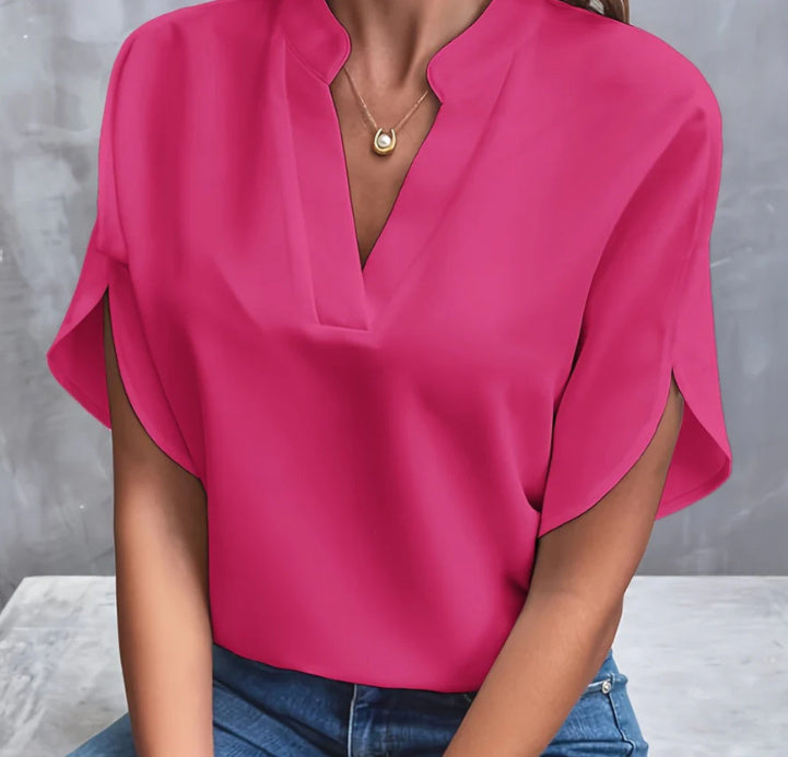 Chemise d’Été Femme – Mousseline Légère & Col V Élégant