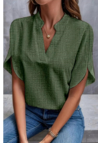 Chemise d’Été Femme – Mousseline Légère & Col V Élégant