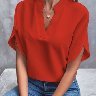 Chemise d’Été Femme – Mousseline Légère & Col V Élégant