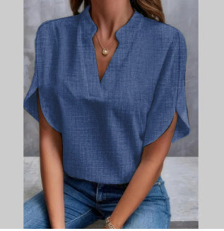 Chemise d’Été Femme – Mousseline Légère & Col V Élégant