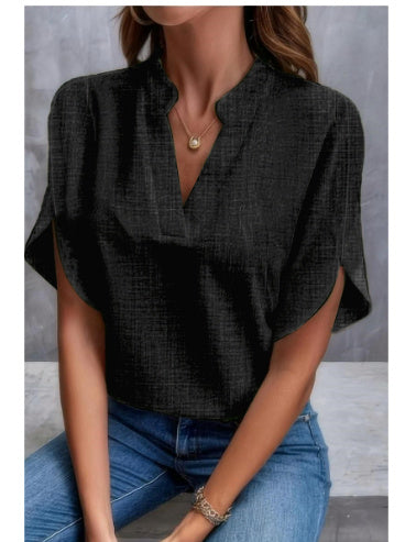 Chemise d’Été Femme – Mousseline Légère & Col V Élégant